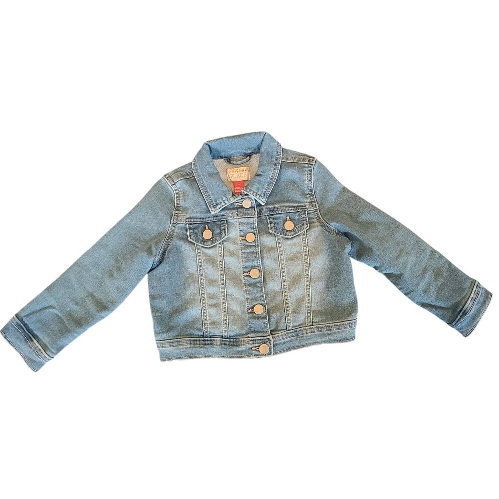 The Children's Place Denim Jacket Girls 3T Snap Buttons Classic Blue Wash *Read